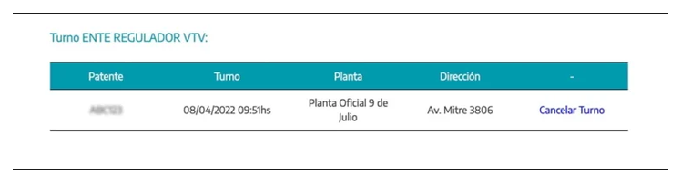 Paso 3 para consultar o cambiar el turno de la VTV en Olavarría