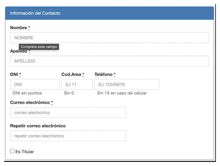 Paso 2 para sacar turno de la VTV en Olavarría: información del contacto